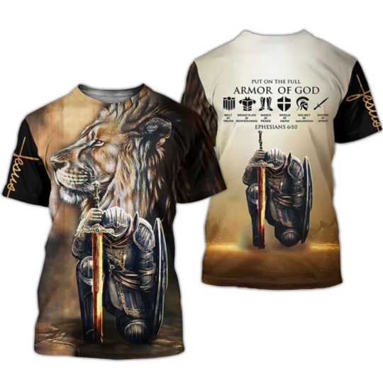 Discover Put on the full armor of God Jesus AOP Unisex 3D T-shirt