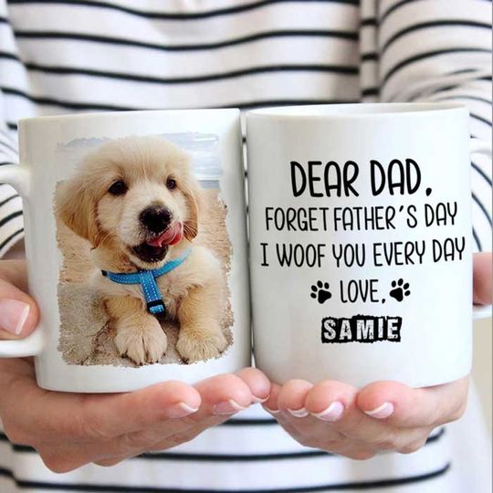 Discover Forget Father's Day I woof/meow you everyday - Gift for Dad, Funny Personalized Cat Mug