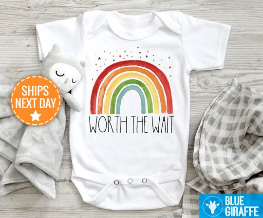 Discover Rainbow Worth The Wait Baby Onesie, Baby Rainbow