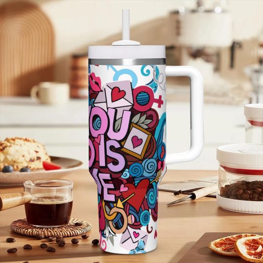 Discover Tumbler Large Capacity with Handle | Stainless Steel  Cute Fun Colorful Floral