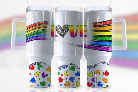 Discover 40oz Pride Love Quencher Tumbler Wrap, Lgbtq, Rainbow