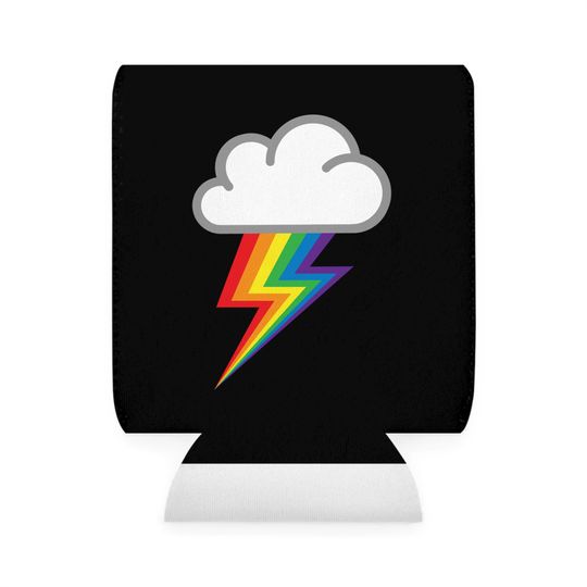 Discover RAINBOW Lightning Bolt with Cloud on Black Background
