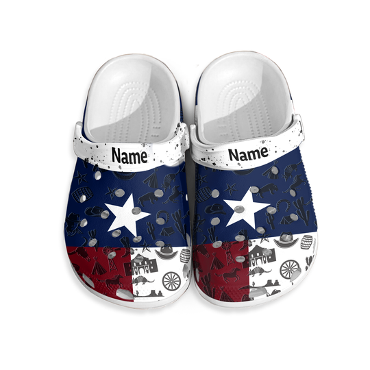 Discover Texas Flag Personalized Clogs Shoes With Your Name