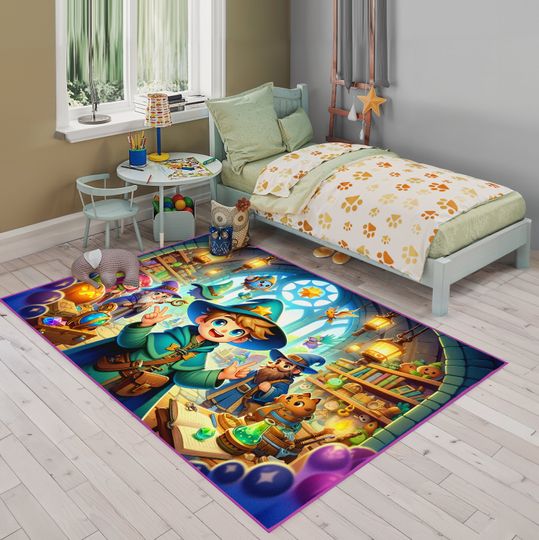 Discover Magical School Rug for Kids|Wizard School Rug|Mystical Baby Carpet|Wizard Theme Mat