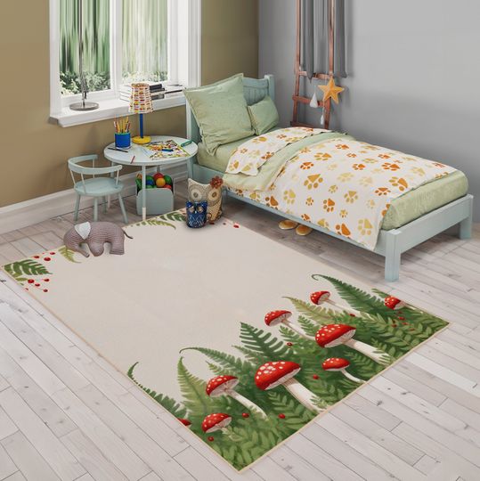 Discover Mushroom Kids Room Rug and Decor