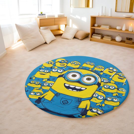 Discover Round Minions Rugs,Minions Baby Room,Minions Nursery Rugs,Cartoon Theme Rugs,Minions Play Mat,Minions Decor,Rug for Kids,Baby Gift Rug