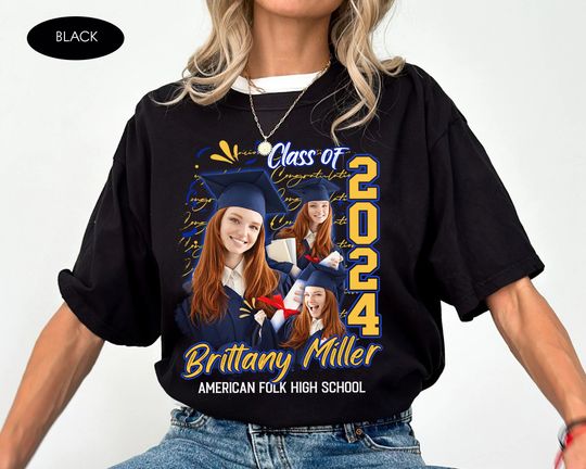 Discover Funny Graduation Shirt, Custom Bootleg Graduation Tee, Class Of 2024 Shirt, Senior Shirt, Custom Photo Gift