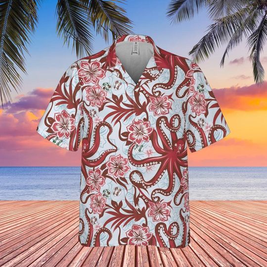 Discover Octopus Red Hawaiian Shirt - Ocean Aloha Shirt Men Women Unisex