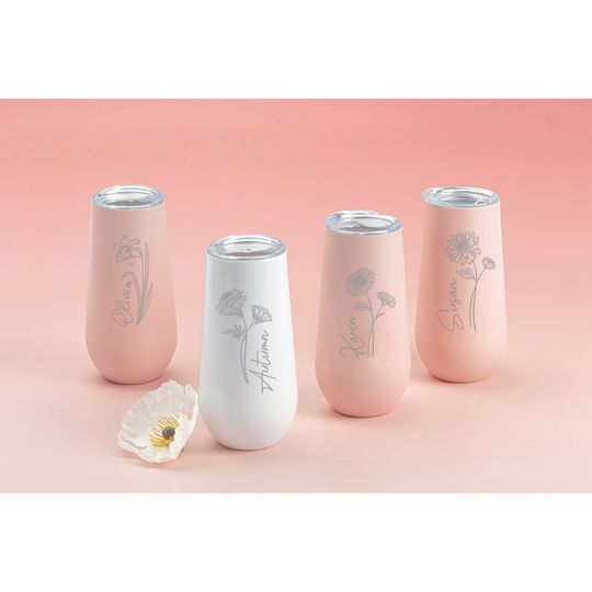 Discover Personalized Laser Engraved Bridesmaid Champagne Flute Tumbler, Champagne Tumbler