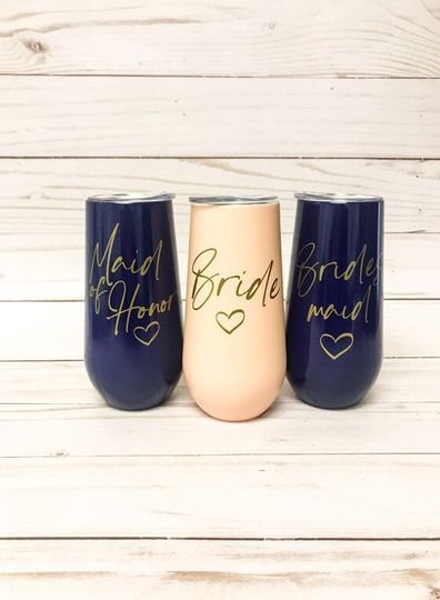 Discover Bridesmaid Proposal Gift, 6oz Champagne Tumbler, Personalized Stainless Steel