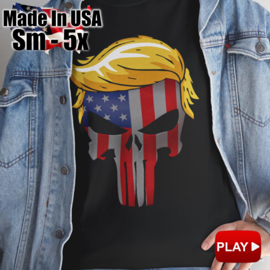 Discover Trump Punisher T-Shirt Black Punisher 3d USA FlagTrump 2024 T-Shirt