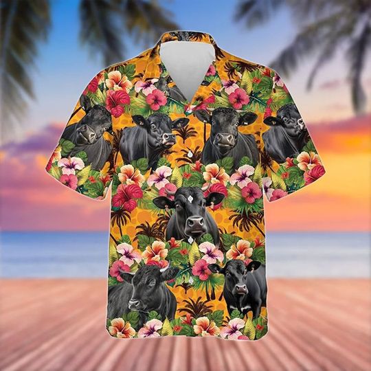 Discover Black Angus Cattle 3D Hawaiian Flower Shirt