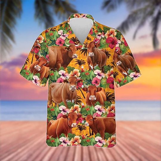 Discover Red Angus Cattle 3D Hawaiian Flower Shirt