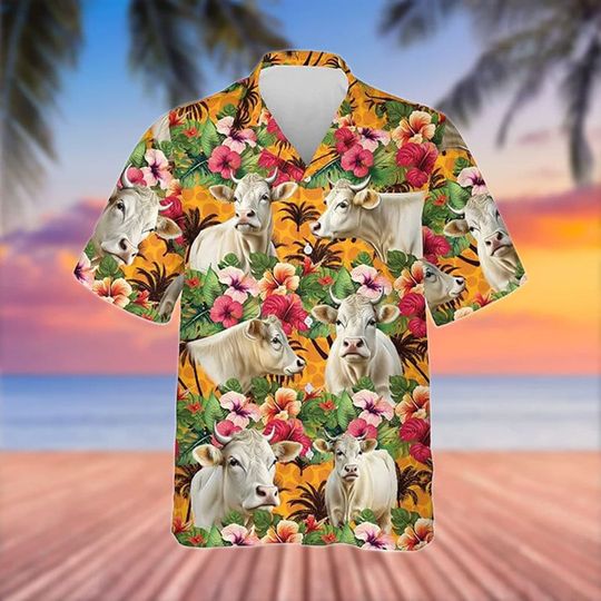 Discover Charolais Cattle 3D Hawaiian Flower Shirt