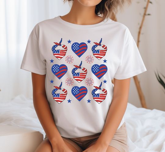 Discover Coquette American Girly Tshirt, Coquette Bow Shirt, 4th of July Shirt, Freedom Shirt, American Flag Tee