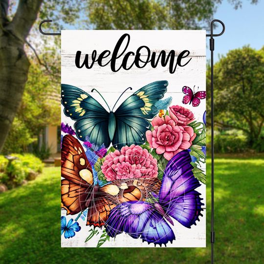 Discover Garden Flag  Butterflies and Flowers
