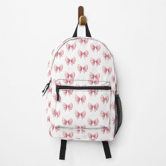 Discover Watercolor Pink Silk Ribbon Image Backpack