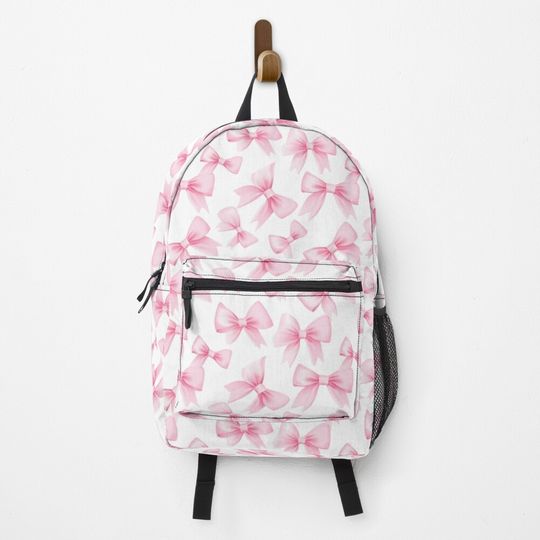 Discover Light Pink Coquette Ribbon Seamless Pattern Backpack