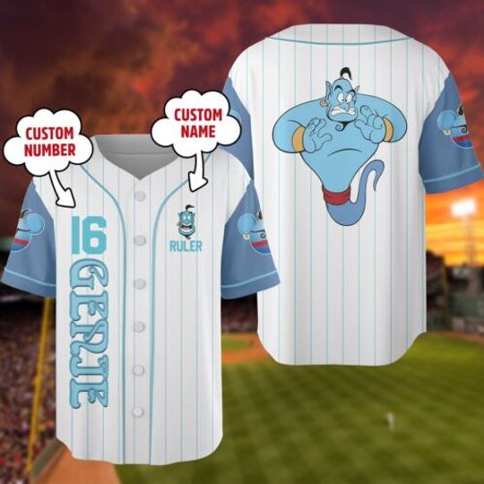 Discover Personalized Animated Magic Oil Lamp Movie Funny Lamp God Baseball Jersey
