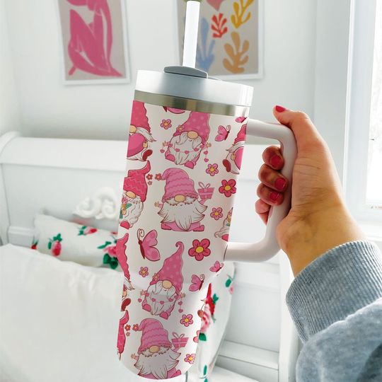 Discover Pink Christmas Gnomes Tumbler, Christmas Vibes 40oz Tumbler