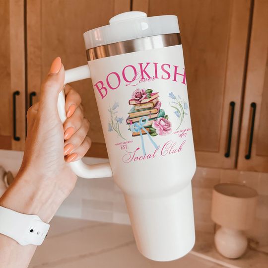 Discover Book Lover Soociial Clubb Tumbler 40oz, Rose Bookish Floral Tumbler 40oz