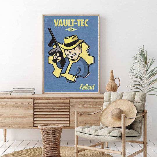 Discover Minimally Designed Vault Boy Poster, Game Poster, Falllout Vault Tec Poster