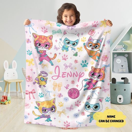 Discover Personalized Super Kitties Blanket, Custom Super Kitties Blanket