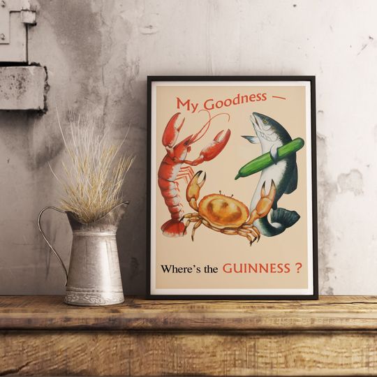 Discover Guinness and Lobster Vintage Food & Drink Poster