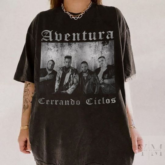 Discover Vintage Aventura Tour Concert #2024 Bachata Cerrando Ciclos Graphic T-Shirt