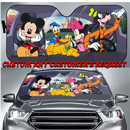 Discover Mouse And Friends Car Sunshade, Mouse Car Sun Shade