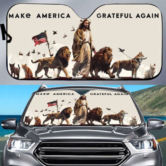 Discover Jesus Lion Dog Cat American Flag Sunshade Car Decor Jesus Sun Shade