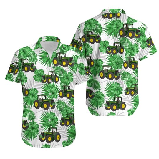 Discover Tropical Farmhouse Tractor 3D Hawaiian Shirt