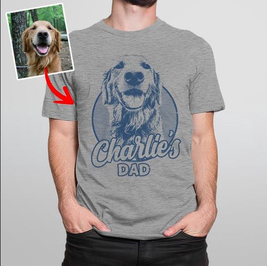 Discover Personalized Dog Dad With Dog Face Photo On Shirt