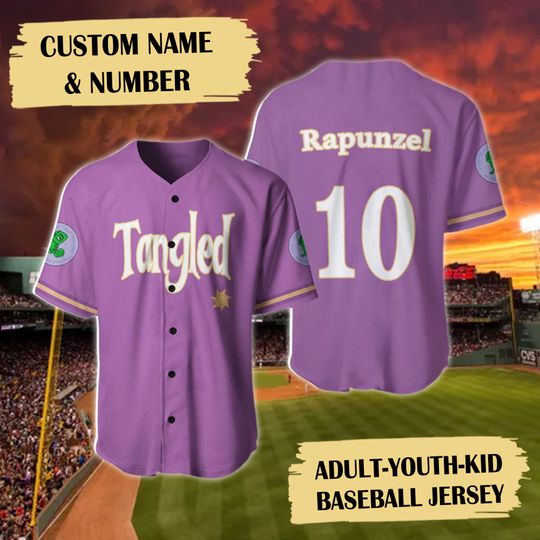 Discover Personalized Name & Number Long Hair Princess Baseball Jersey