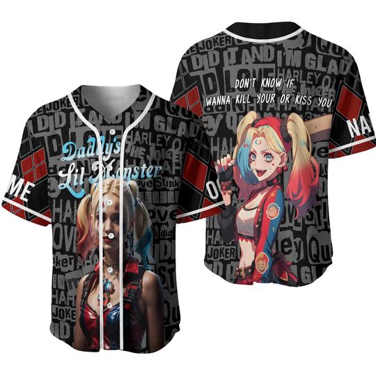 Discover Joker Harley Quinn Daddy’s Lil Monster Baseball Jersey