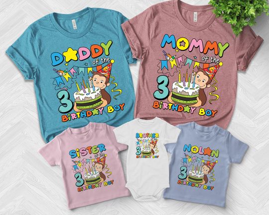 Discover Curious George Cartoon Birthday Shirt, Personalized FamilyBirthday Shirt