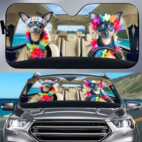 Discover Chihuahua Beach Trip Car Sun Shade, Funny Car Sun Shade