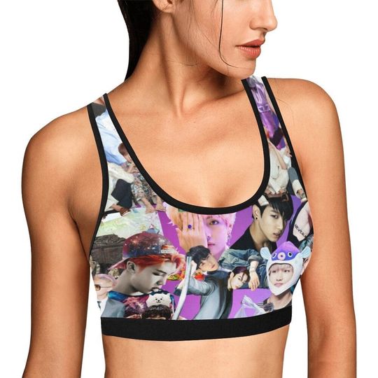 Discover BTS Collage Print Sports Bra Top - K-Pop Inspired Fashion