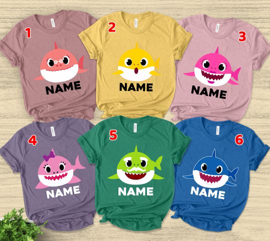 Discover Personalized Sharks Family Matching T-Shirt, Shark Faces Group Tee