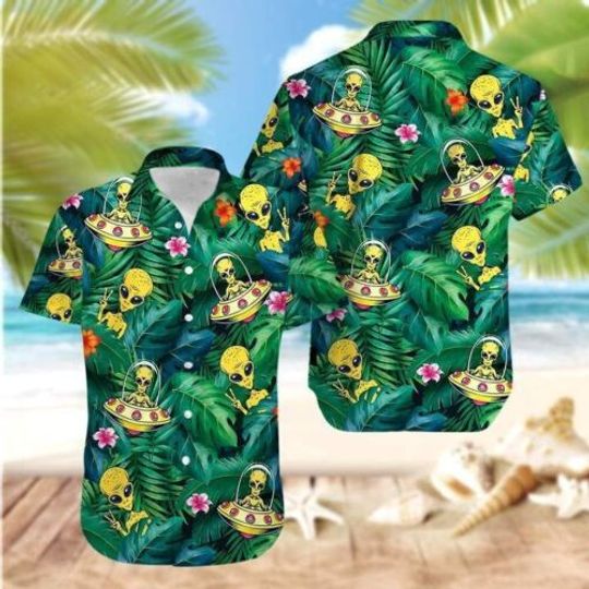 Discover Alien Ufo Hippie 3D HAWAII SHIRT HALLOWEEN GIFT CHRISTMAS GIFT