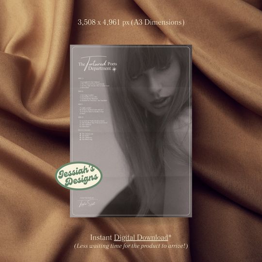 Discover The Tortured Poets Department (The Black Dog Version) TTPD Tracklist Poster, ALL Bonus Tracks, Art Print Instant Printable Digital Download