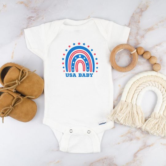 Discover USA Baby Short Sleeve Onesie, USA Onesie