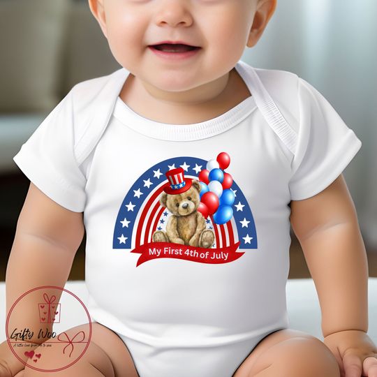 Discover My First 4th July Baby Vest - Babys 1st 4th of July