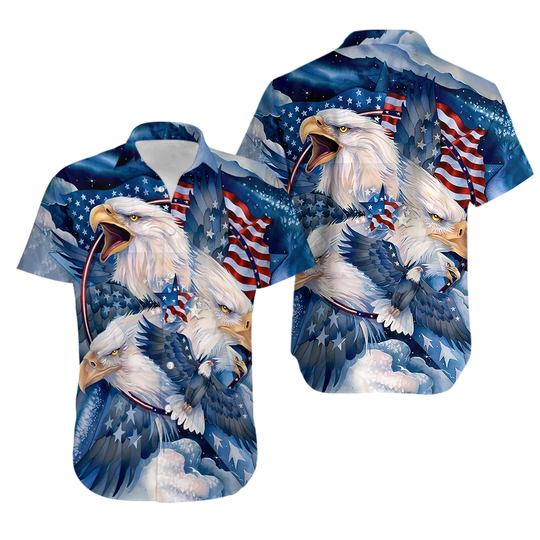 Discover Eagle American Flag Cool Hawaiian Shirt