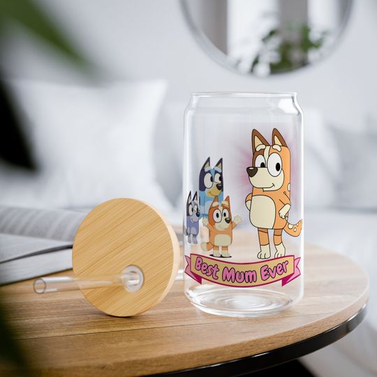 Discover BlueyDad Mum Chilli Heeler Sipper Glass