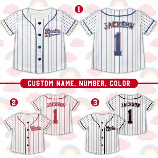 Discover Personalized Kids Baseball Jersey, Rookie Of The Year, Custom Name Number Piping