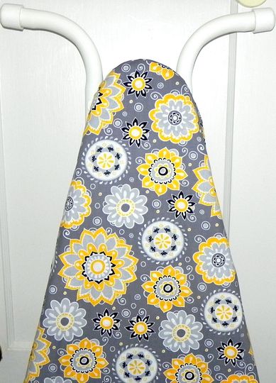 Discover Ironing Board Cover Grey Yellow Black White Flowers