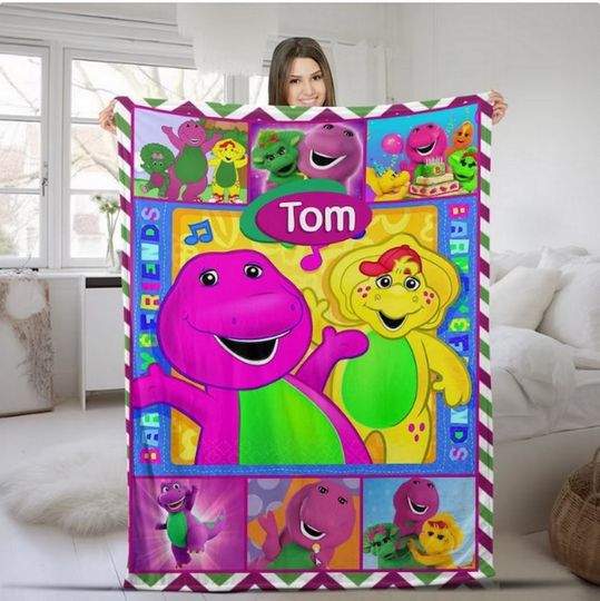 Discover Barney and Friends Custom Blanket, Barney the Dinosaur Blanket
