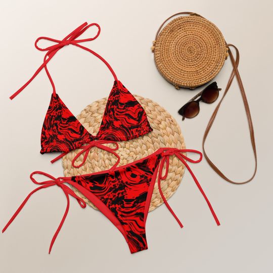 Discover Red Women's String Bikini Swimsuit
