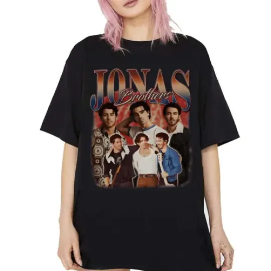 Discover Vintage 90s Jonas Brothers Fan Tee Shirt, Jonas Five Albums One Night Tour Shirt